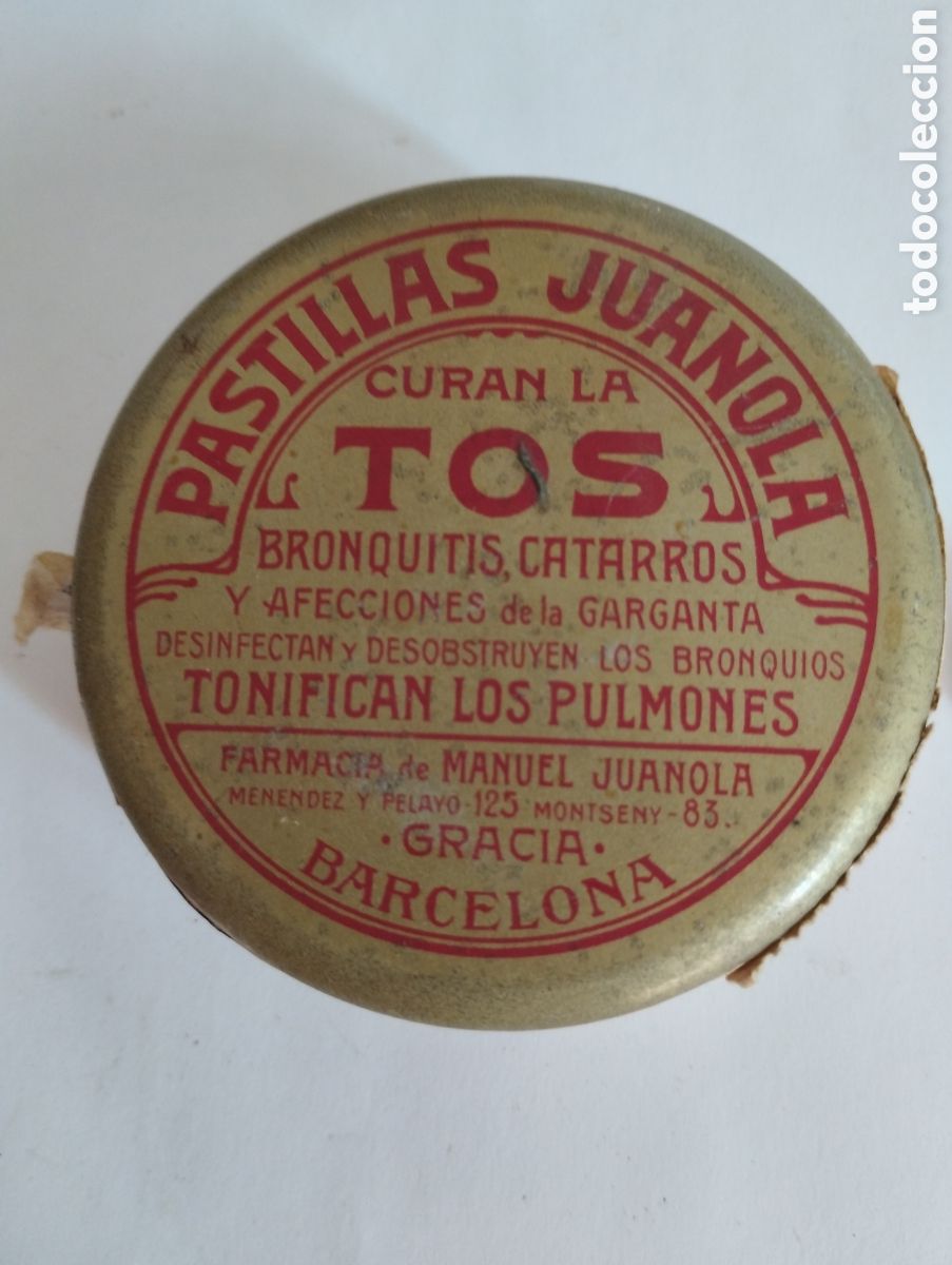 Caixas e caixinhas met&aacute;licas: Preciosa y muy antigua caja de pastillas Juanola Gracia Barcelona
