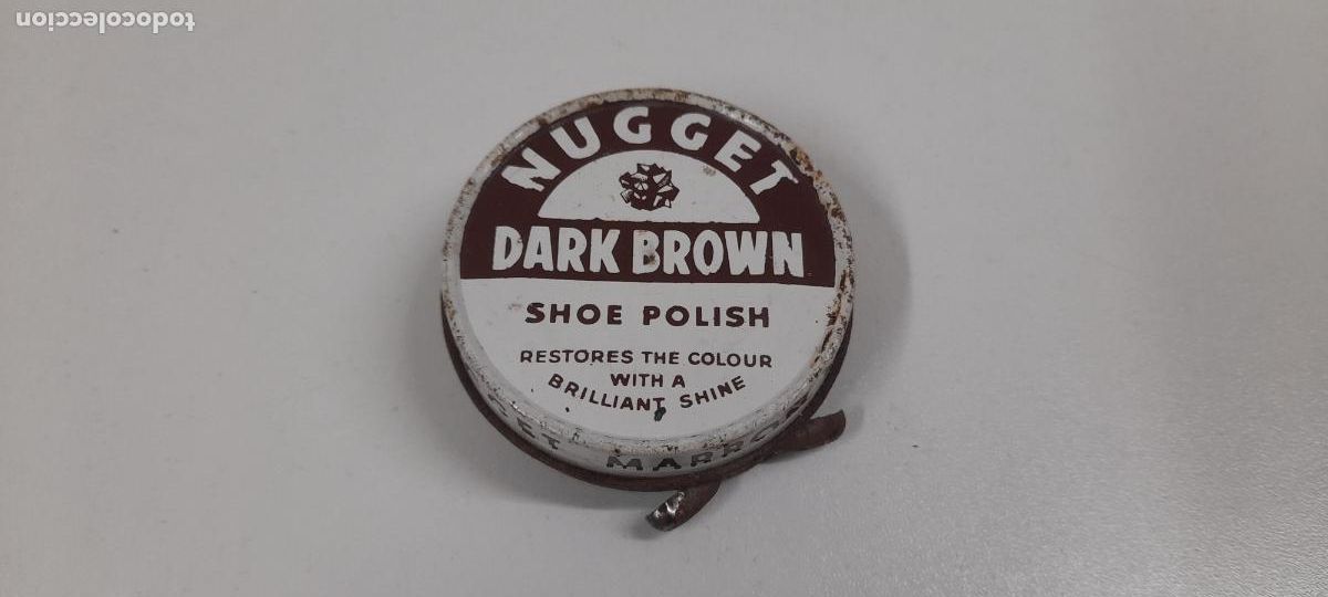 Caixas e caixinhas met&aacute;licas: ANTIGUA CAJA / LATA DE CREMA PARA CALZADO NUGGET . MARRON . DIAMETRO 5,5 CM