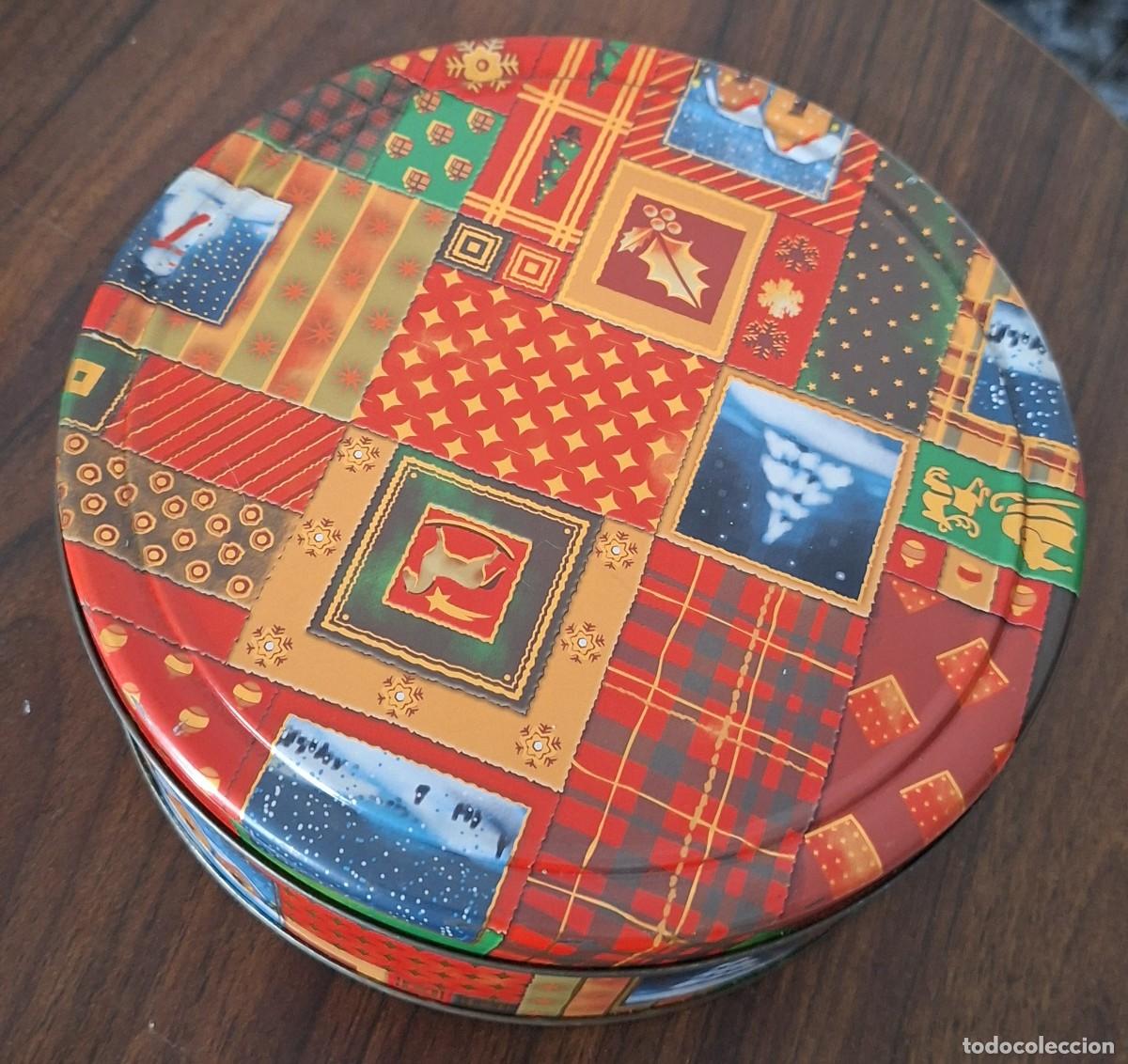 Bo&icirc;tes et petites bo&icirc;tes m&eacute;talliques: CAJA MET&Aacute;LICA VAC&Iacute;A CON MOTIVOS NAVIDE&Ntilde;OS DE GALLETAS DE MANTEQUILLA (19 Cm. de di&aacute;metro)