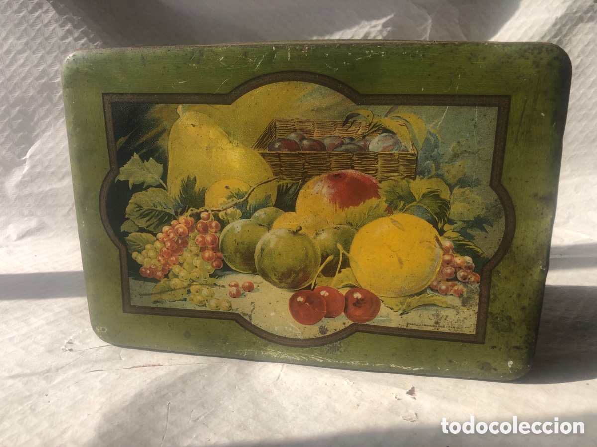 Blechdosen und Kisten: Antigua y rara caja de fruta abrillantada ( creo ) a identificar