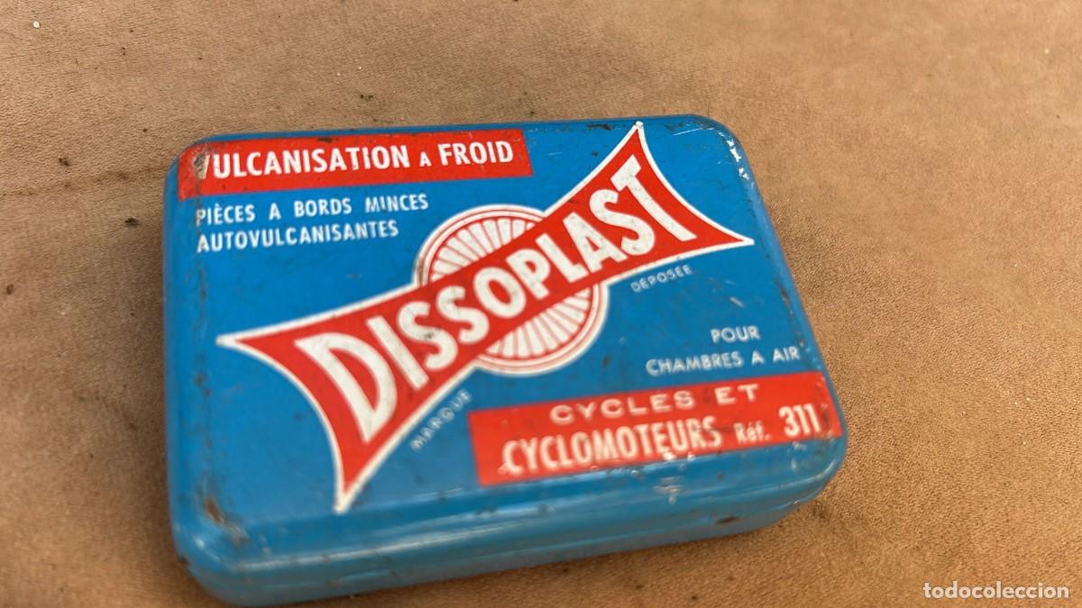 Blechdosen und Kisten: CAJITA ANTIGUA PEQUE&Ntilde;A DISSOPLAST PARCHES PARA BICIS Y MOTOS METALICA DE 8 X 6 CMS.