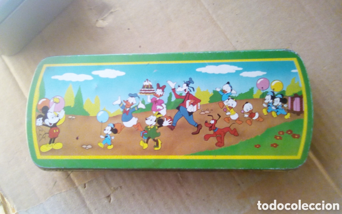 Cajas y cajitas met&aacute;licas: Caja de metal plumier escolar. Balu&iacute;. &copy; Walt Disney Productions. A&ntilde;os 90s. Mide 22*9 cm.