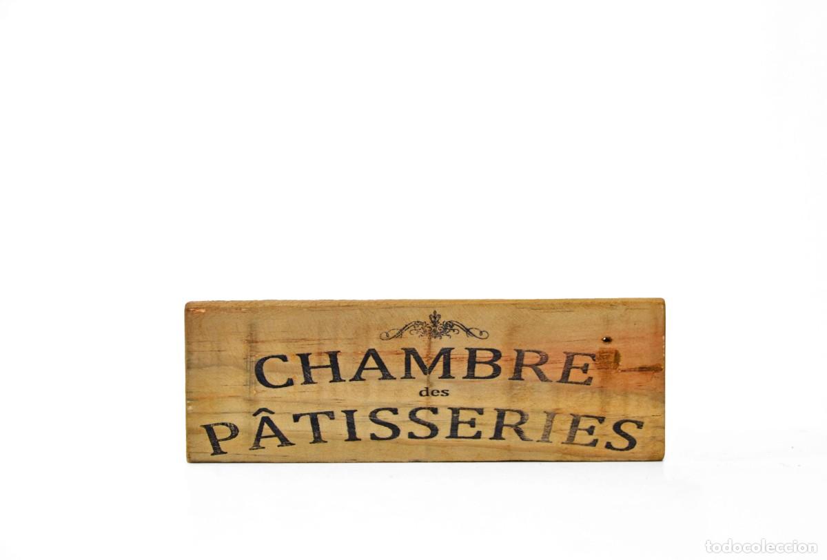 Caixas e caixinhas met&aacute;licas: CARTEL DE MADERA CHAMBRE DES PATISSERIES LETRERO PASTELERIA ESTILO VINTAGE PARA COMERCIO PLACA