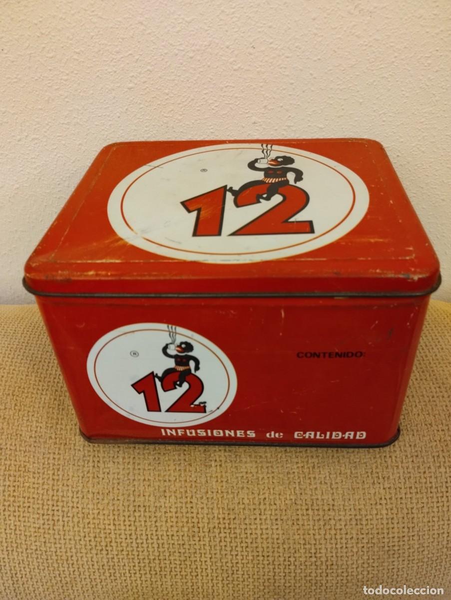 Cajas y cajitas met&aacute;licas: Caja antigua hojalata litografiada Infusiones 12