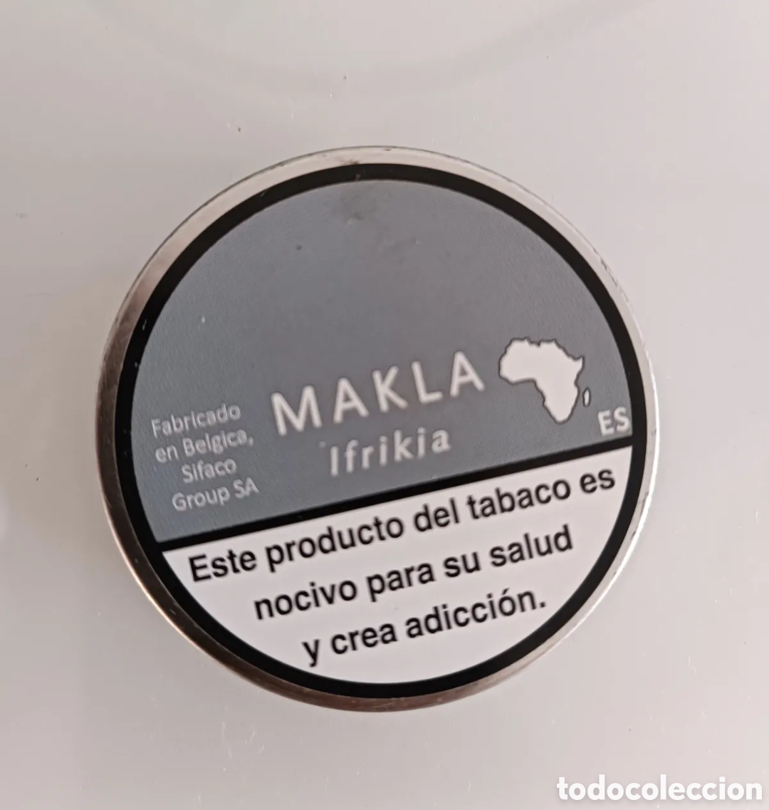 Cajas y cajitas met&aacute;licas: Cajita met&aacute;lica de tabaco Makla Ifrikia 20 gramos. Vac&iacute;a.