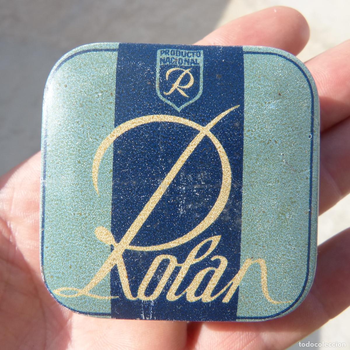Cajas y cajitas met&aacute;licas: Antigua cajita de hojalata Rolan, cinta para m&aacute;quina de escribir, vac&iacute;a , 5,5x5,5x2cm.
