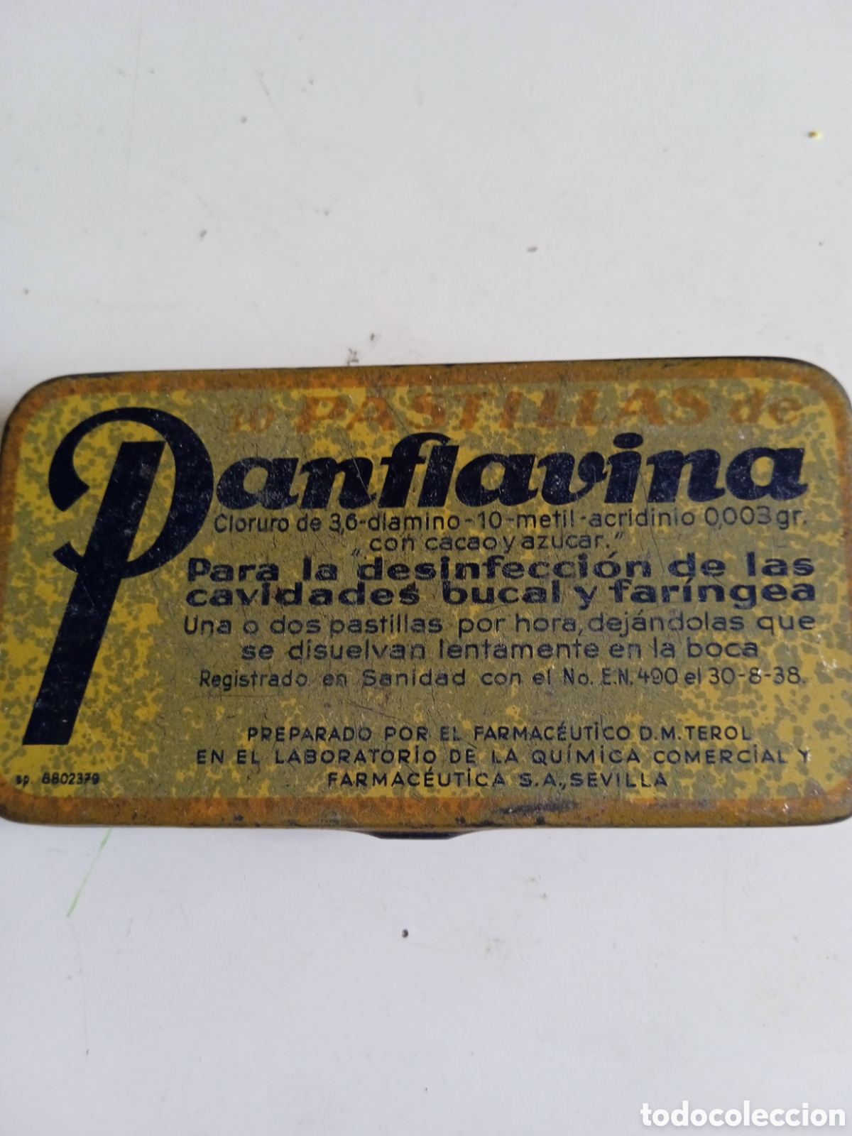 Cajas y cajitas met&aacute;licas: Antigua cajita Panflavina de Bayer a&ntilde;os 20 con sello especial m&oacute;vil medicamentos