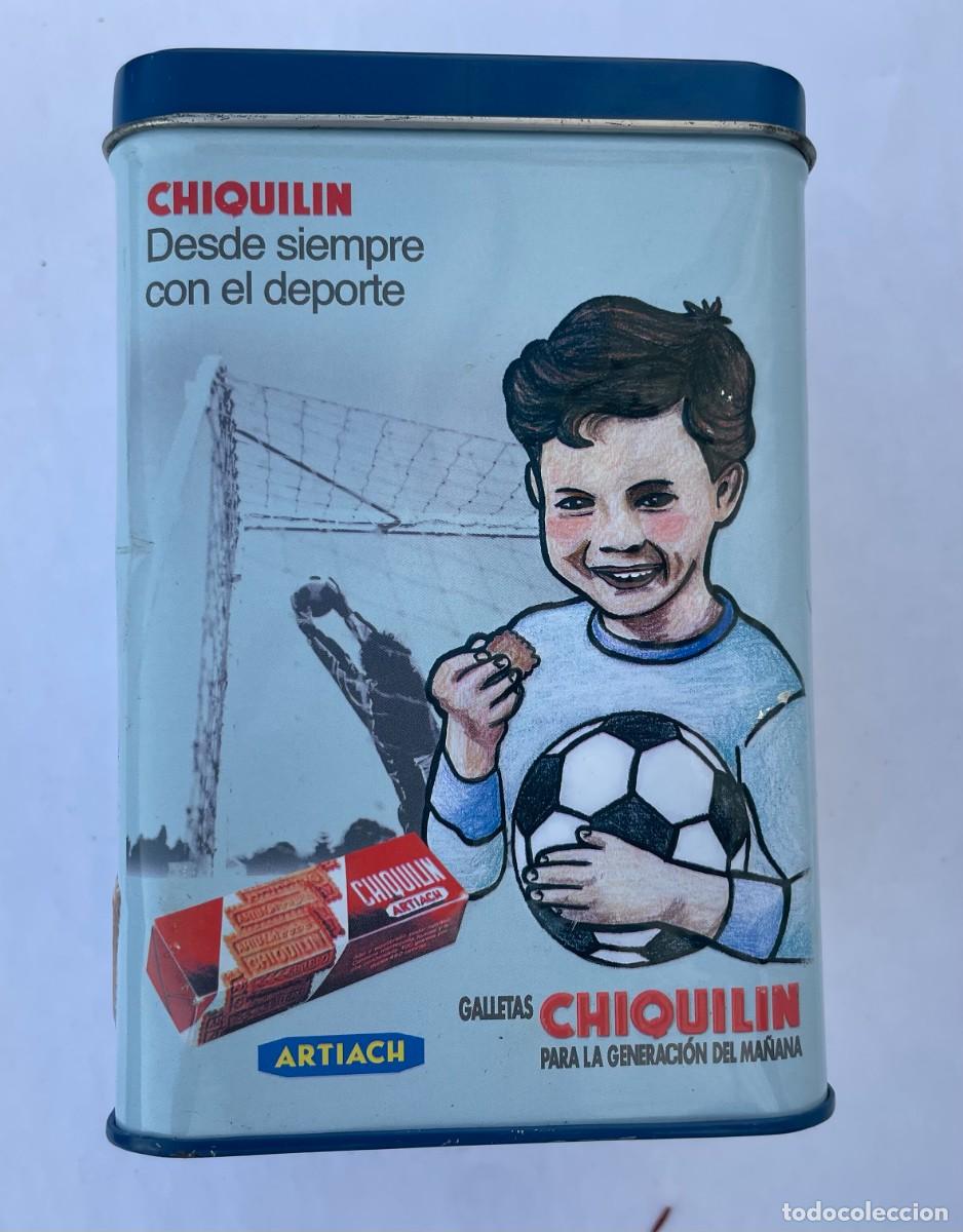Cajas y cajitas met&aacute;licas: Caja de metal Artiach. Galletas Chiquilin con el deporte. car500