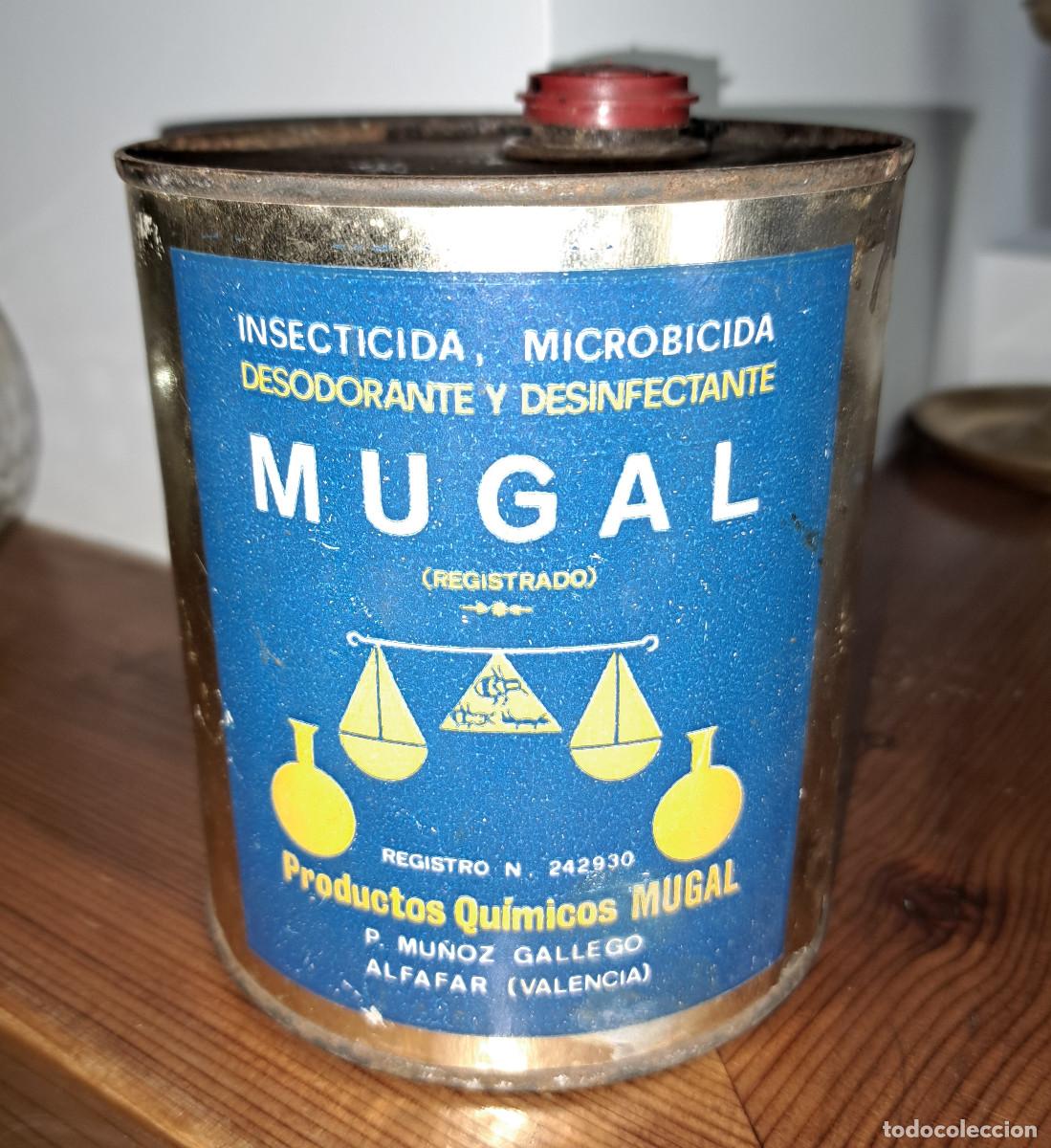 Cajas y cajitas met&aacute;licas: INSECTICIDA MUGAL - BOTE A&Ntilde;OS 50/60 - P. MU&Ntilde;OZ GALLEGO - ALFAFAR ( Valencia )
