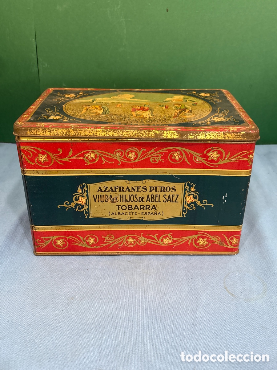 Casse e cassette metalliche: ANTIGUA CAJA AZAFRANES PUROS,VIUDA E HIJOS DE ABEL S&Aacute;EZ,TOBARRA(ALBACETE-ESPA&Ntilde;A)*VER FOTOS