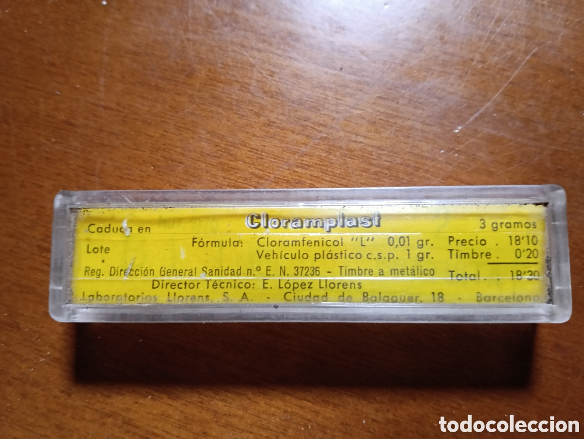 Casse e cassette metalliche: Antigua cajita de pomada Cloramplast, mide 9 x 2,5 x 2 cm
