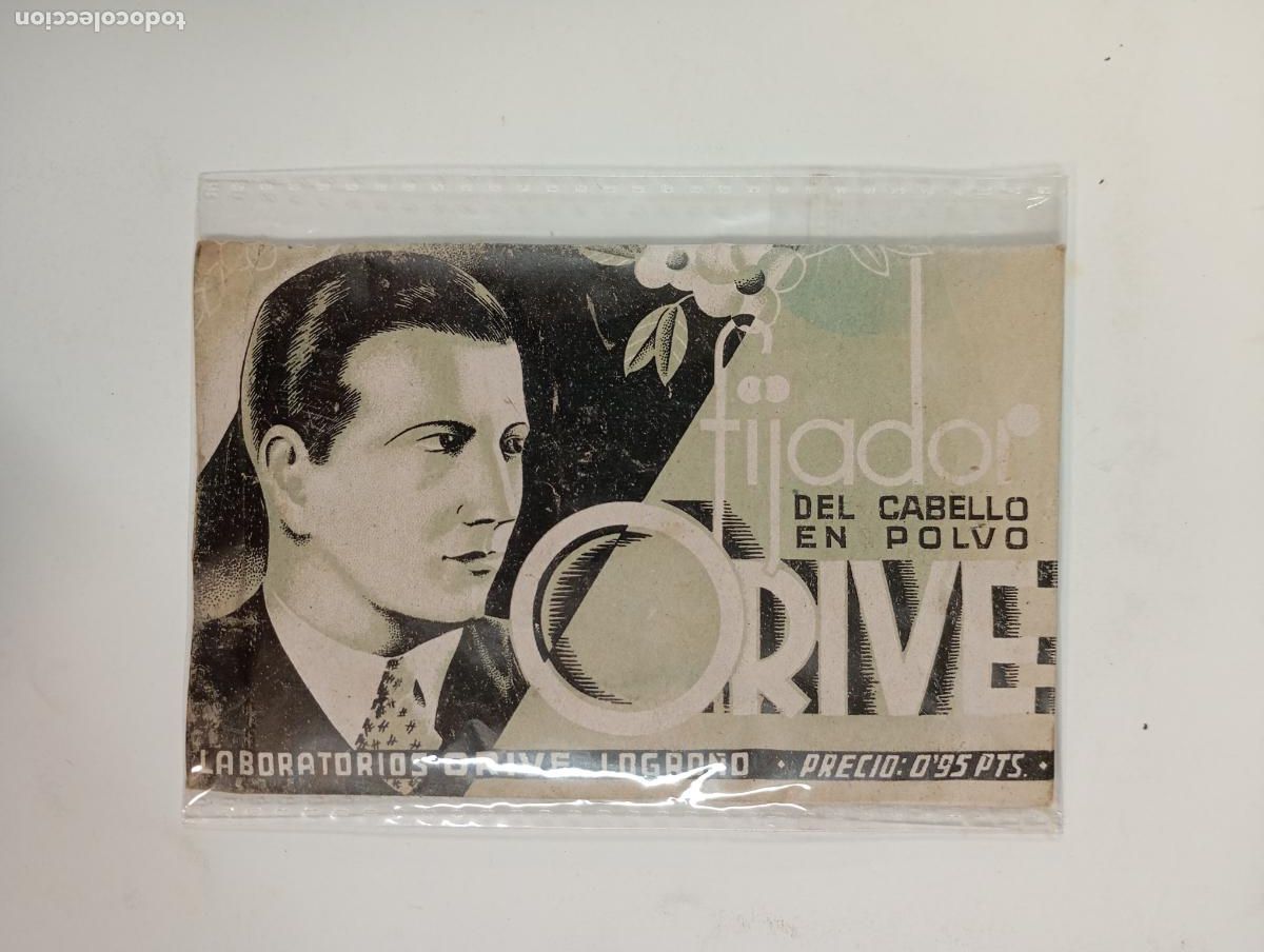 Bo&icirc;tes et petites bo&icirc;tes m&eacute;talliques: SOBRE DE FIJADOR DE CABELLO EN POLVO. LABORATORIOS ORIVE LOGRO&Ntilde;O. TDKP27D