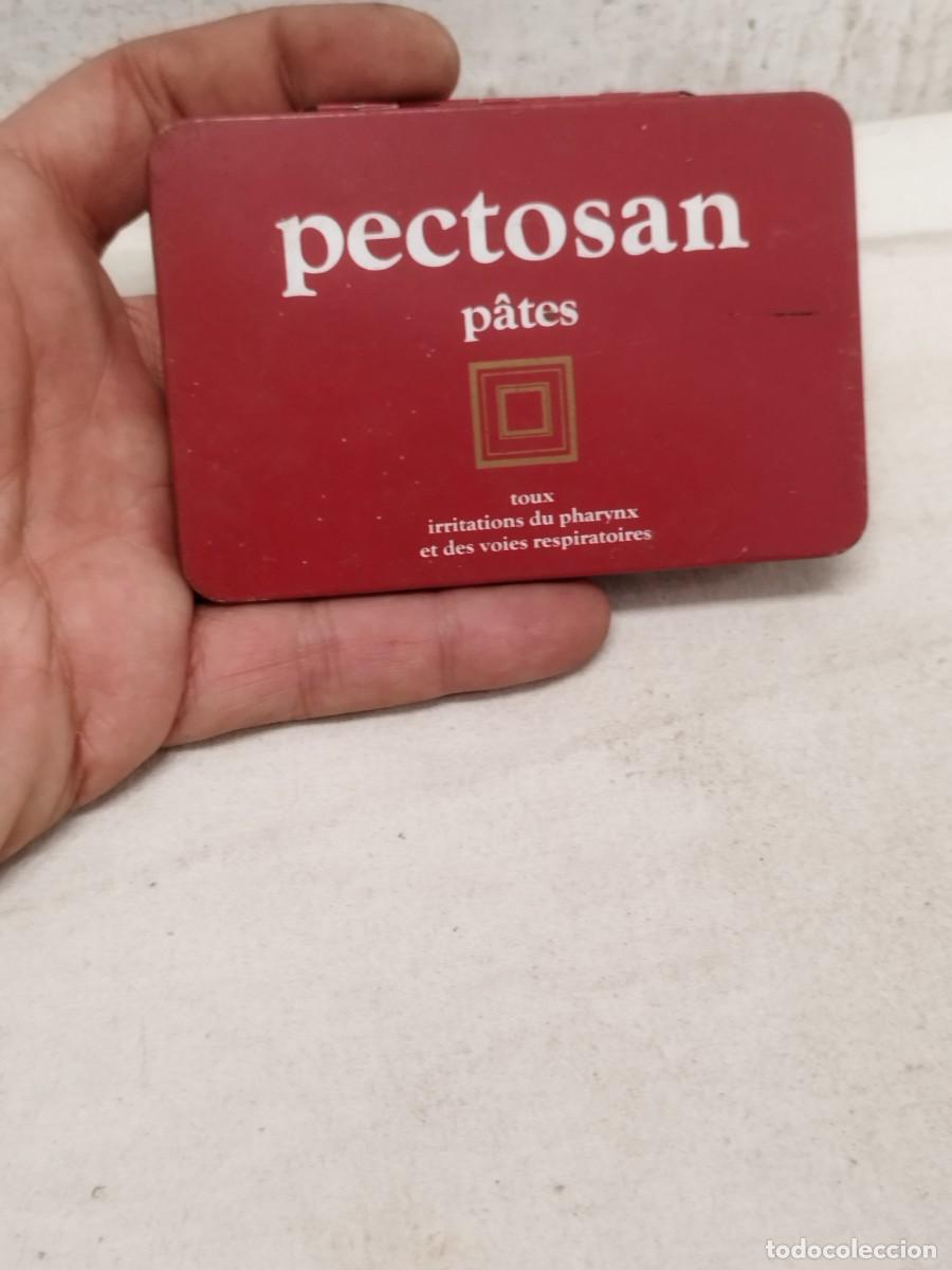 Cajas y cajitas met&aacute;licas: Antigua caja met&aacute;lica de Pectosan, pates francesas. Farmacia, para irritaciones vias respiratorias.