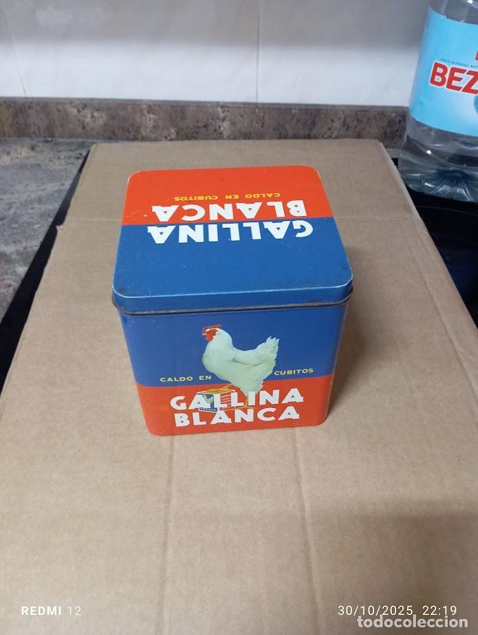 Boxes and metal boxes: CAJA METAL GALLINA BLANCA PUBLICIDAD