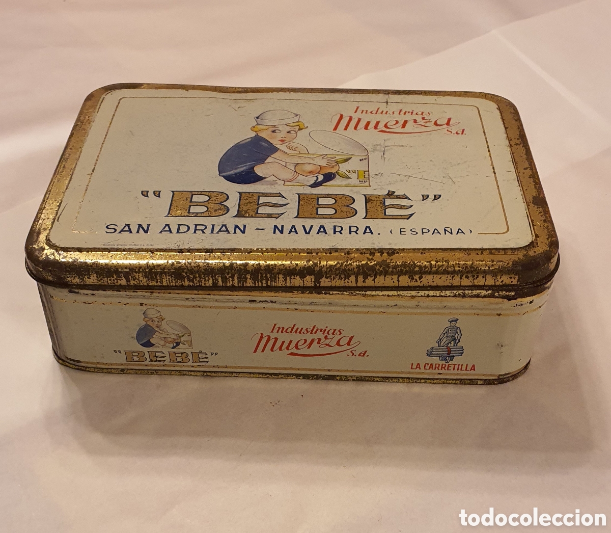 Caixas e caixinhas met&aacute;licas: Antigua caja hojalata membrillo BEBE