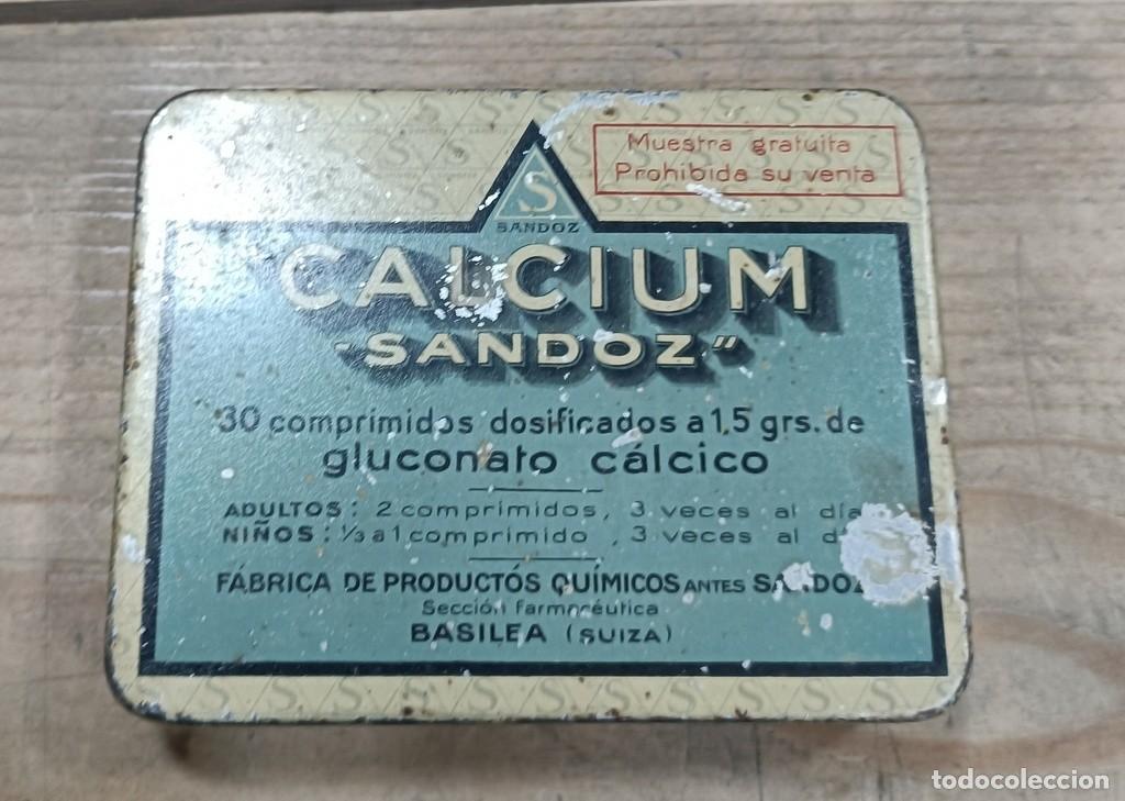 Blechdosen und Kisten: CAJA DE FARMACIA LITOGRAFIADA CALCIUM SANDOZ // MEDICAMENTO ANTIGUO