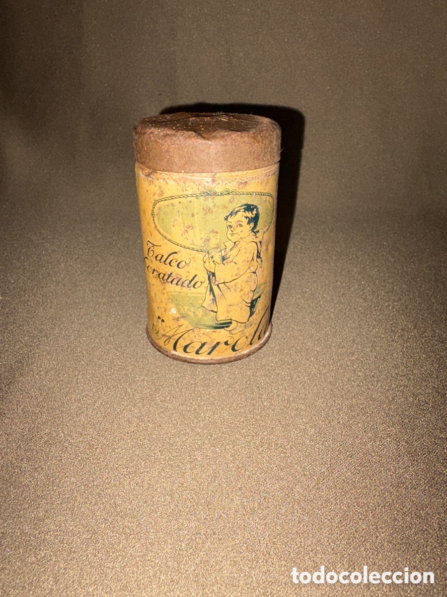 Cajas y cajitas met&aacute;licas: BOTE DE POLVOS DE TALCO BORATADO - MAROLA - LABORATORIOS ORZAN(LA CORU&Ntilde;A) A&Ntilde;OS 20 / 30