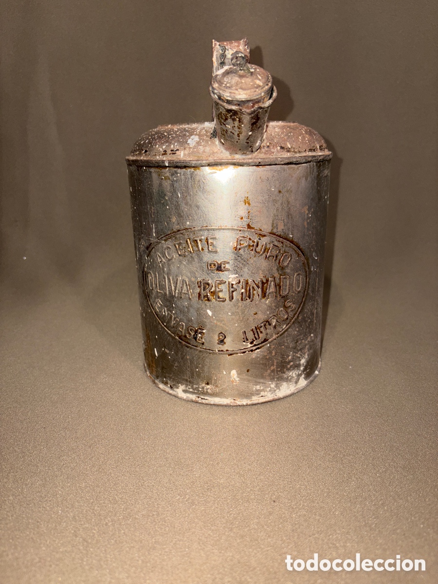Cajas y cajitas met&aacute;licas: ANTIGUO BOTE DE CHAPA ACEITE PURO DE OLIVA REFINADO. ENVASE 2 LITROS*VER FOTOS*MIDE:22CM
