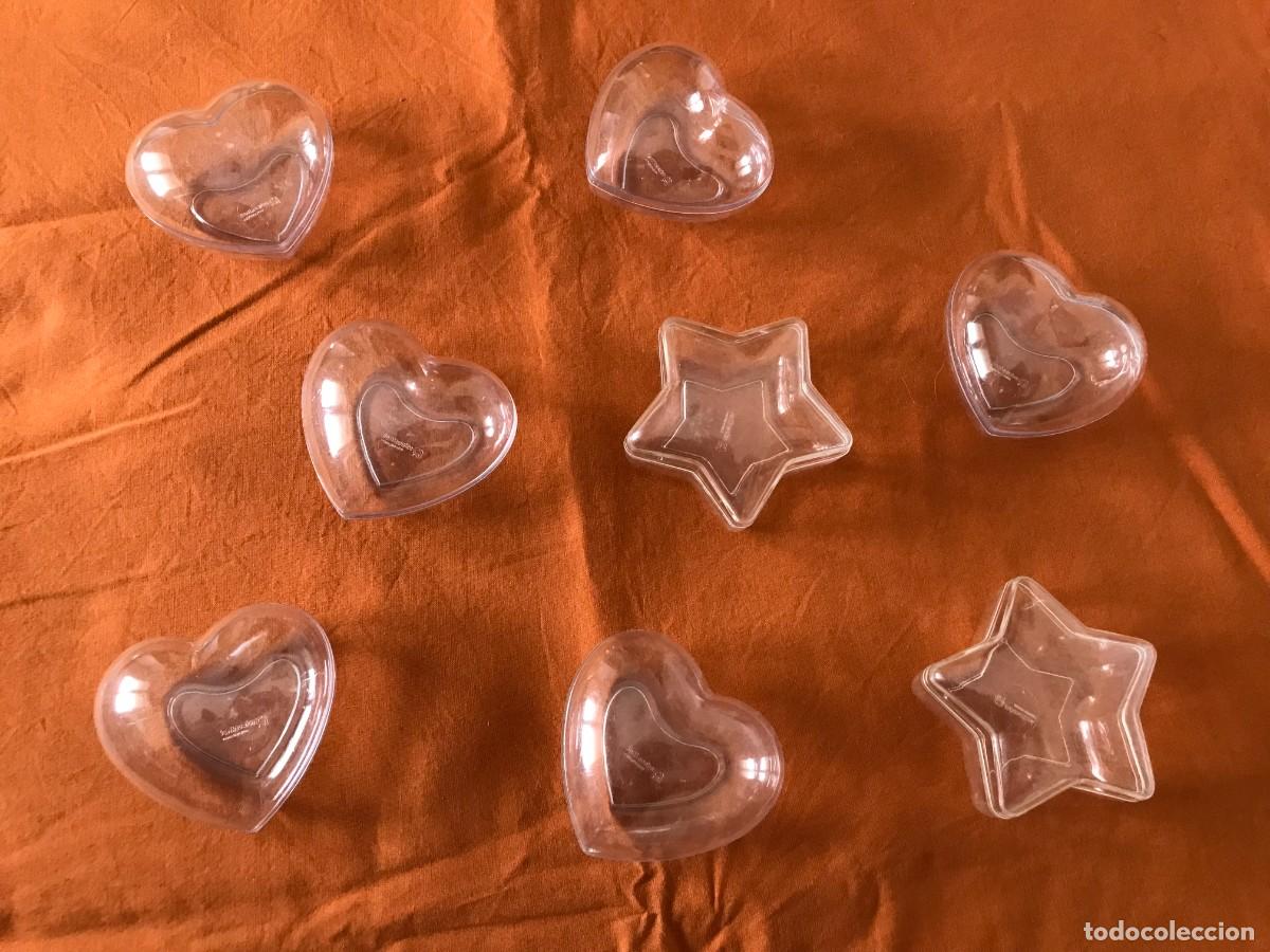 Cajas y cajitas met&aacute;licas: LOTE 8 ORIGINALES MINI CAJITAS TRANSPARENTES (7 CORAZ&Oacute;N + 2 ESTRELLA). VINTAGE. A ESTRENAR