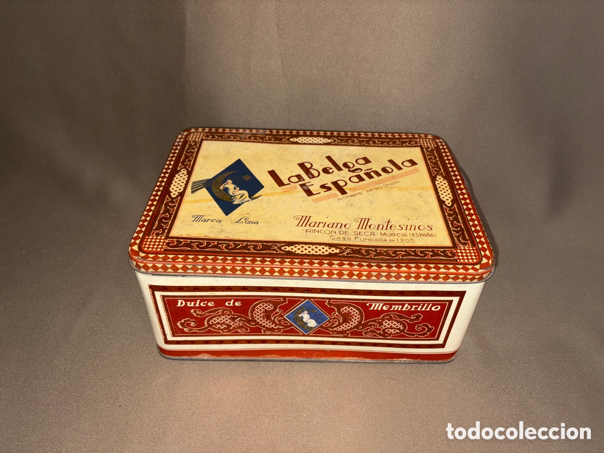 Blechdosen und Kisten: Caja Hojalata Litografiada de LA BELGA ESPA&Ntilde;OLA de Mariano Montesinos de Rinc&oacute;n de Seca Murcia 1950s