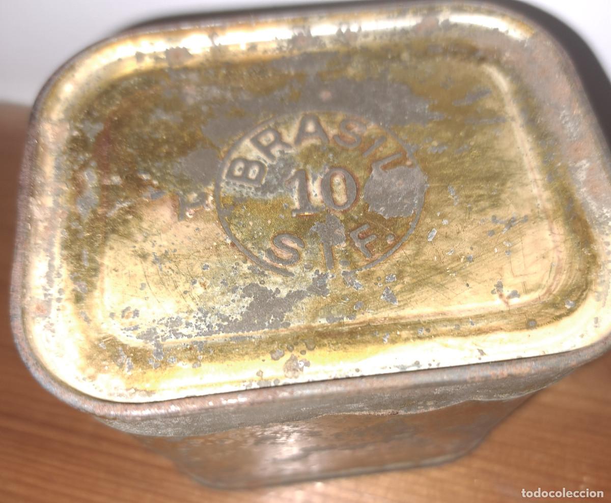 Cajas y cajitas met&aacute;licas: CAJA MET&Aacute;LICA - BRASIL 10 S.I.F. - A&Ntilde;OS 30/40 - MEDIDAS; 8 x 7 x 6,5 cms.