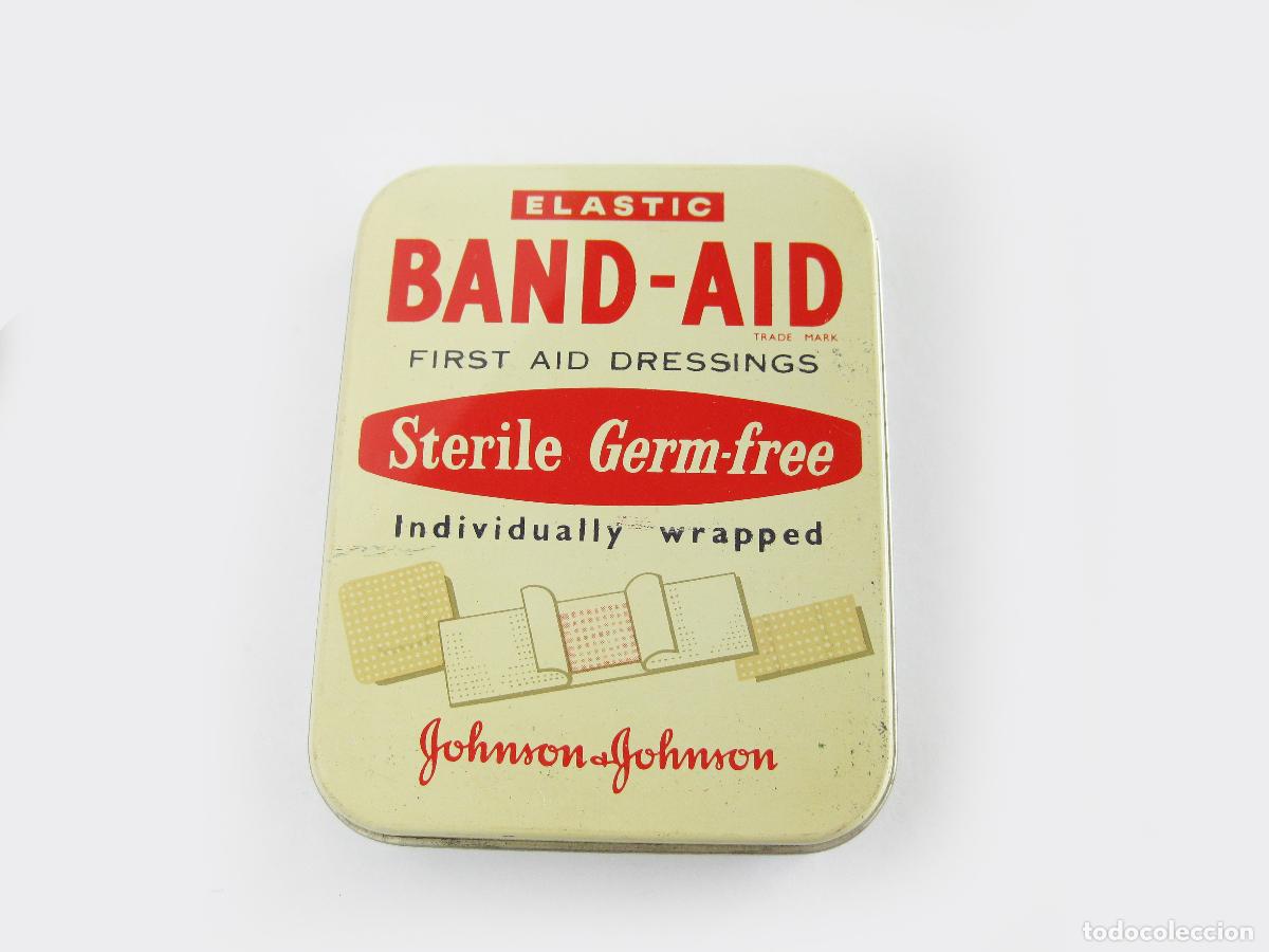 Boxes and metal boxes: ANTIGUA CAJA DE LATA DE TIRITAS BAND AID. JOHNSON AND JOHNSON. FARMACIA