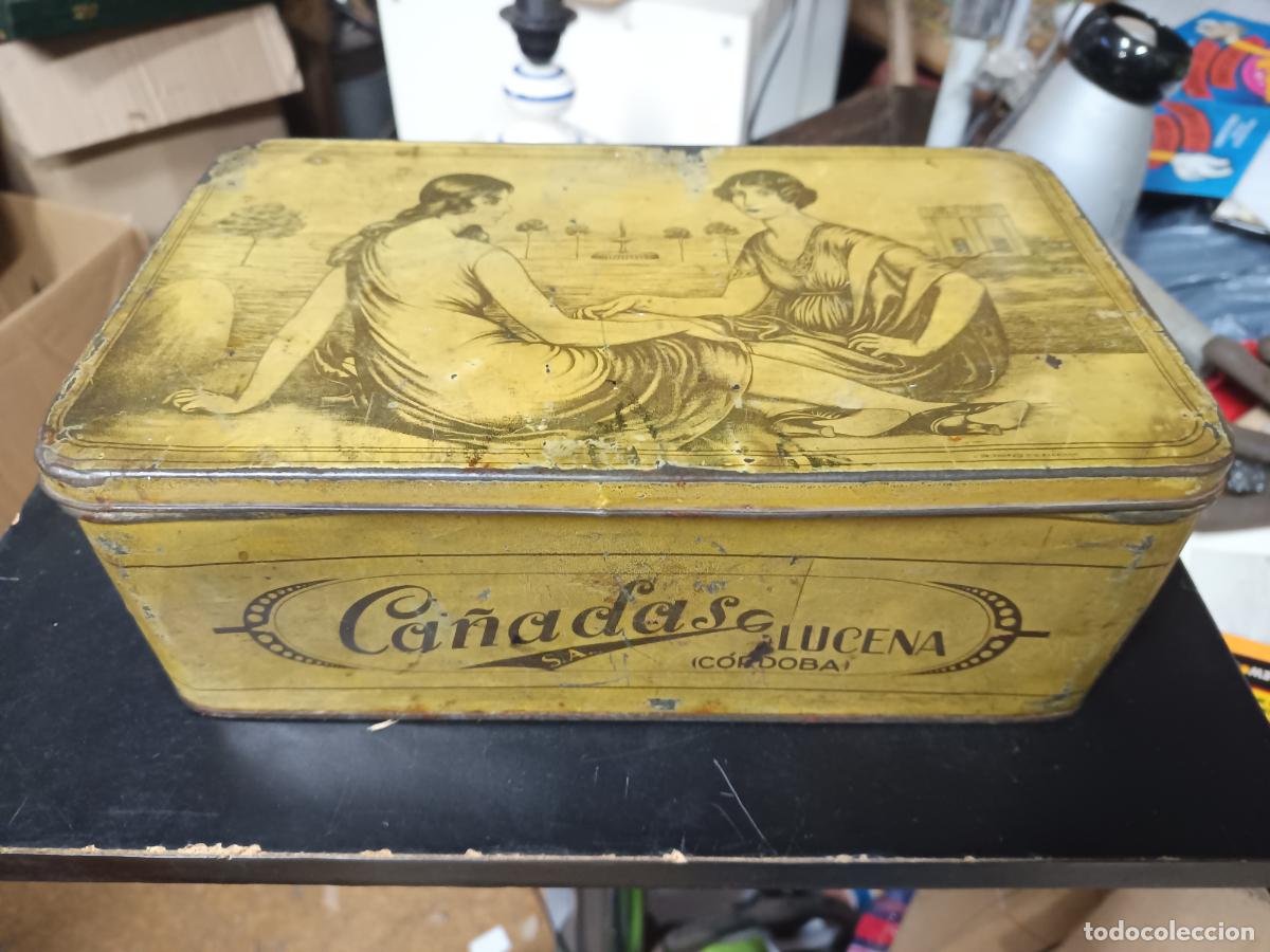 Blechdosen und Kisten: ANTIGUA LATA DULCE MEMBRILLO. CONFITERIA CA&Ntilde;ADAS .LUCENA. CORDOBA. G.ANDREIS. A&Ntilde;OS 20.30.