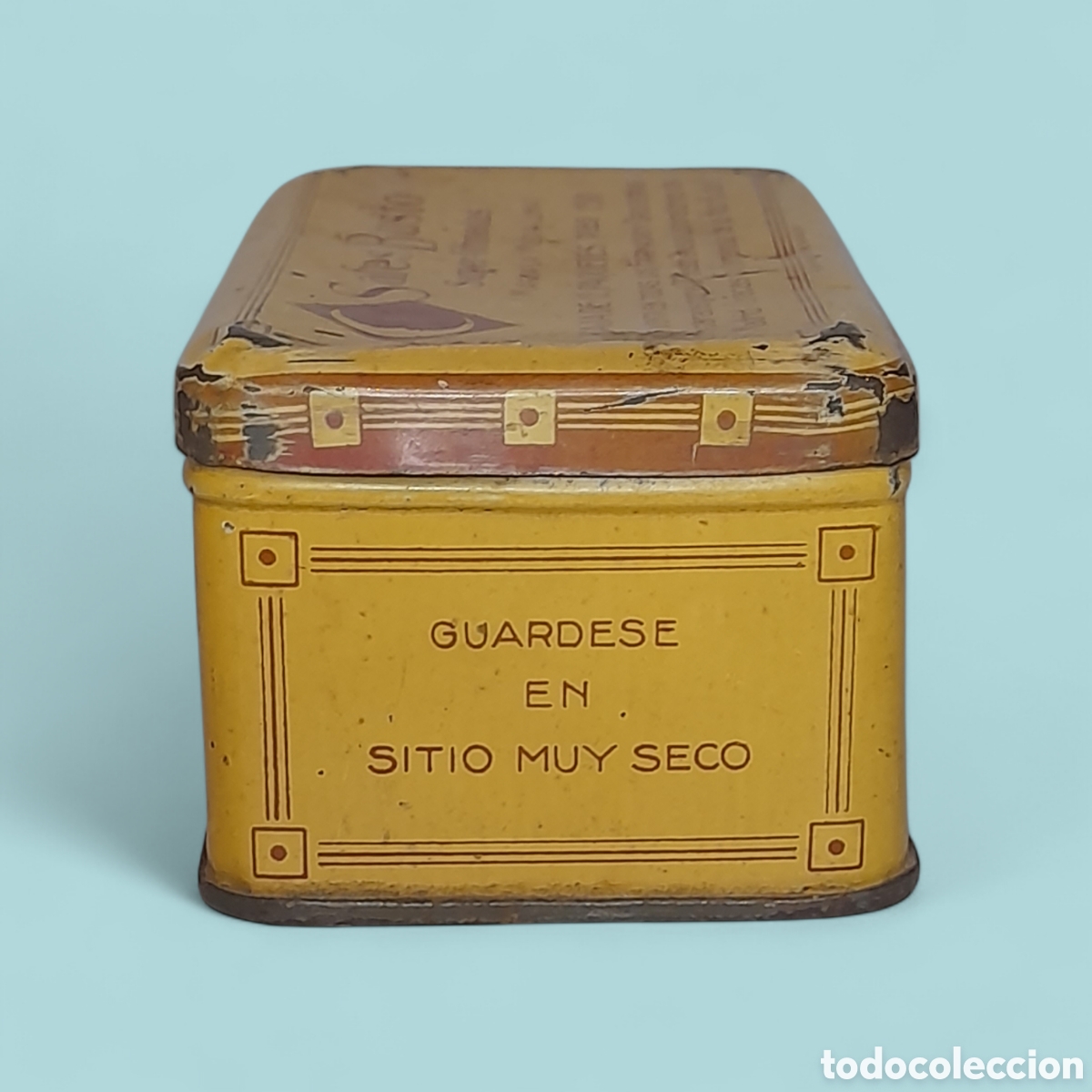Cajas y cajitas met&aacute;licas: Antigua lata serigrafiada. - Foto 3