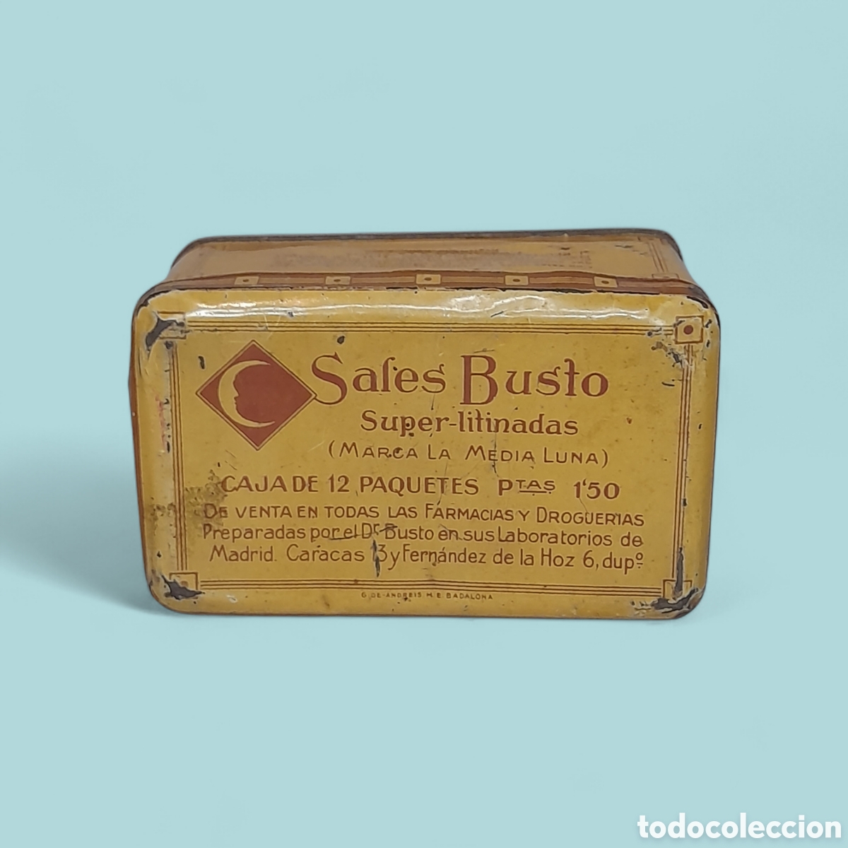 Cajas y cajitas met&aacute;licas: Antigua lata serigrafiada. - Foto 1