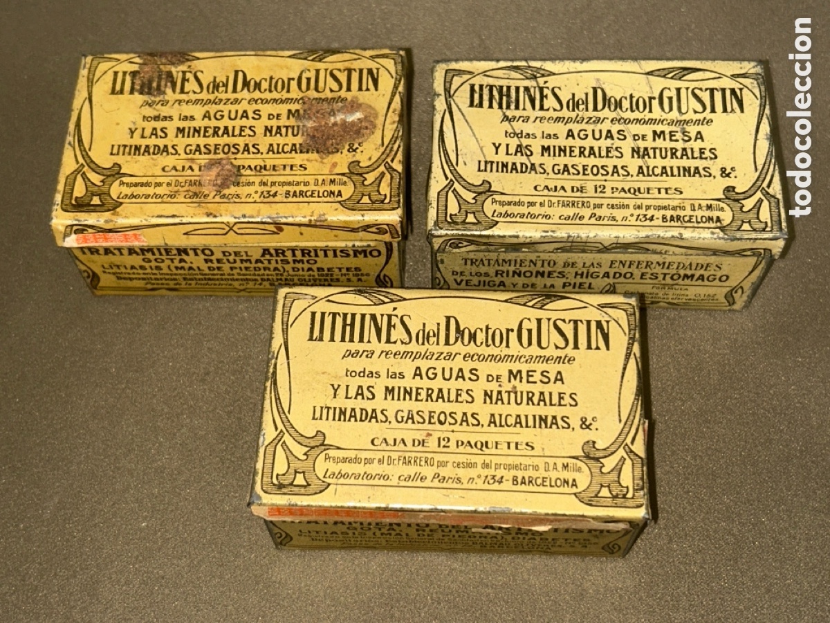 Blechdosen und Kisten: LOTE DE 3 ANTIGUAS CAJITAS DE HOJALATA LITHIN&Eacute;S DEL DOCTOR GUSTIN *VER FOTOS*