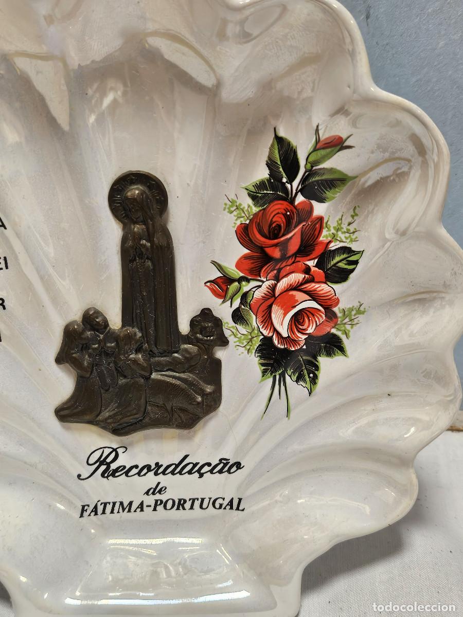 Cajas y cajitas met&aacute;licas: concha de ceramica con virgen - Foto 2