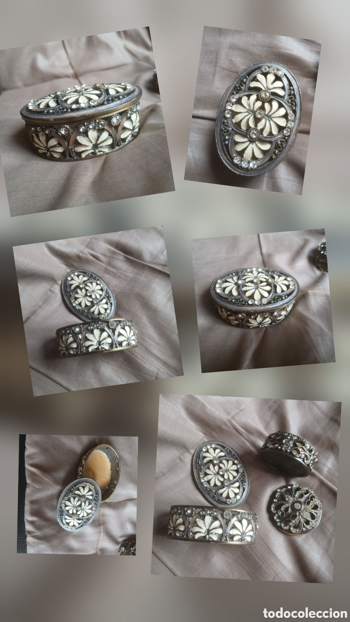 Boxes and metal boxes: Vintage: Preciosa cajita de bronce con detalles decorativos