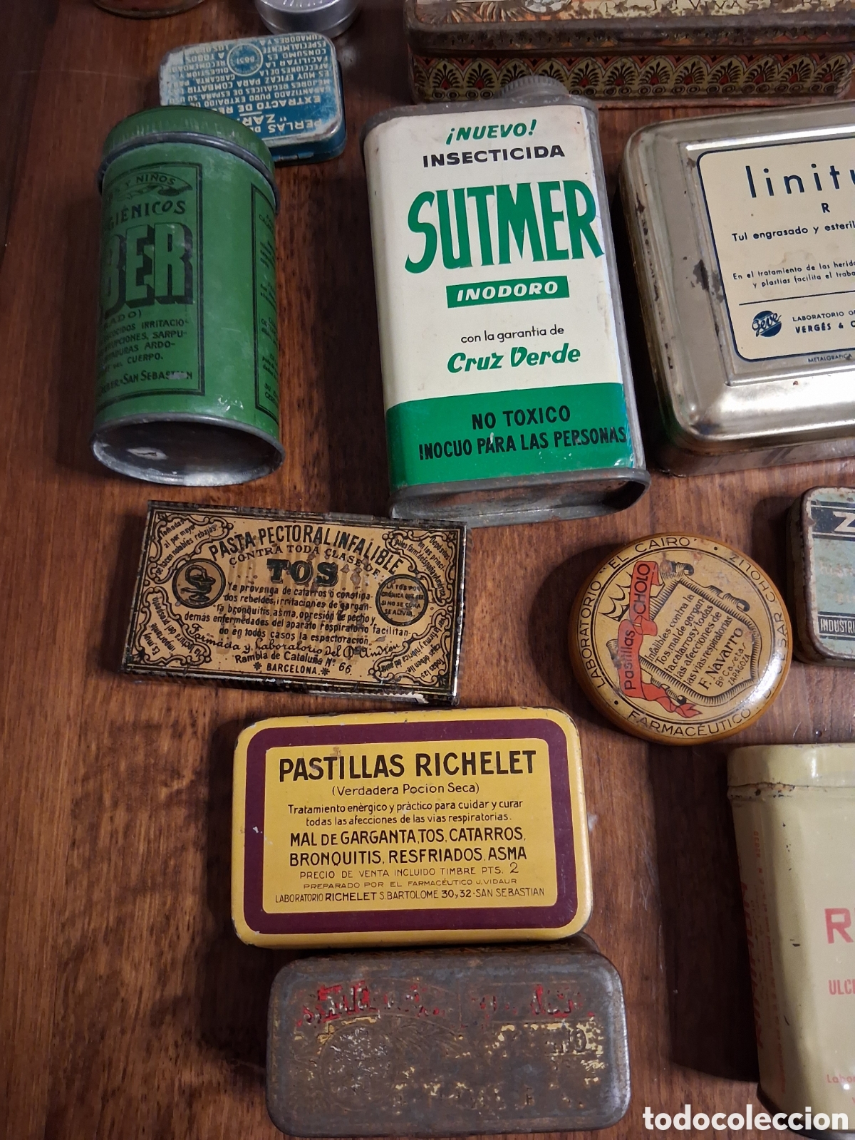 Cajas y cajitas met&aacute;licas: 23 LATAS ANTIGUAS DE MEDICAMENTOS - Foto 4