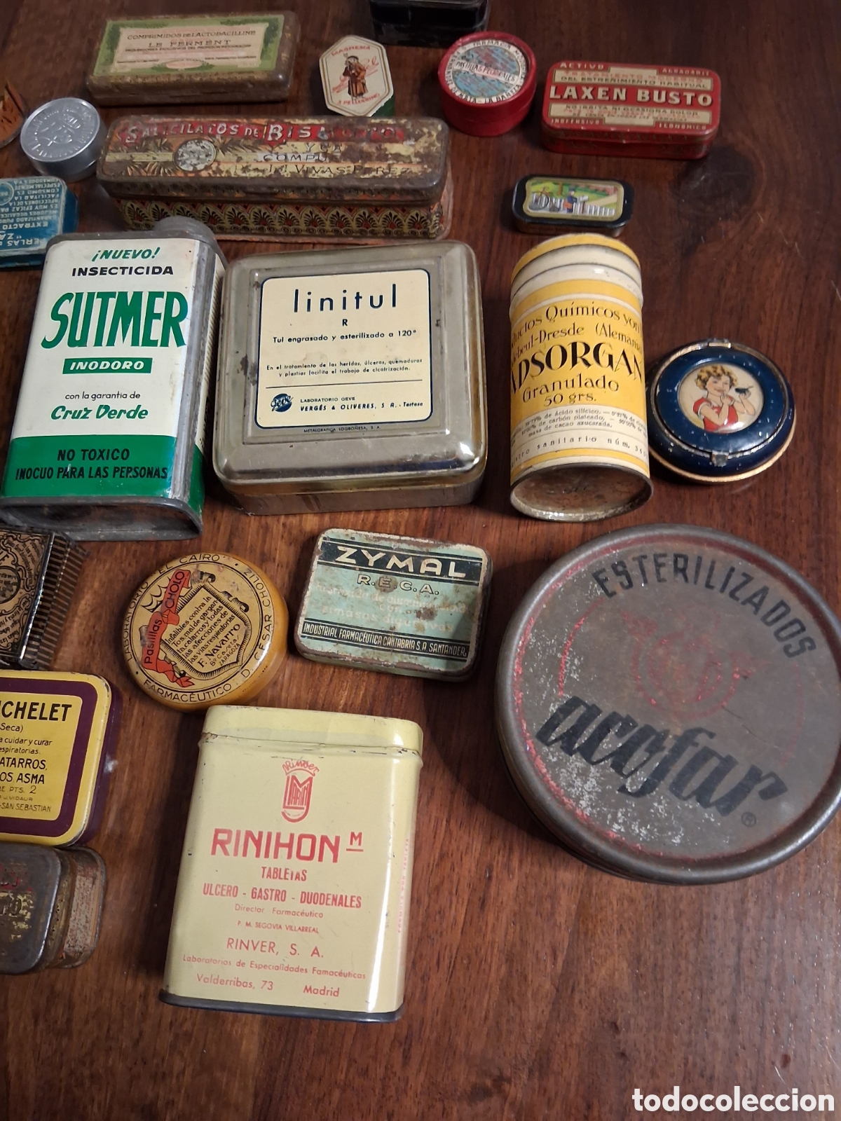 Cajas y cajitas met&aacute;licas: 23 LATAS ANTIGUAS DE MEDICAMENTOS - Foto 5