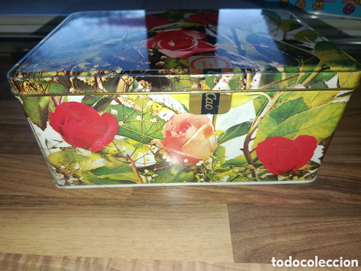 Cajas y cajitas met&aacute;licas: Caja cola cao flores - Foto 2
