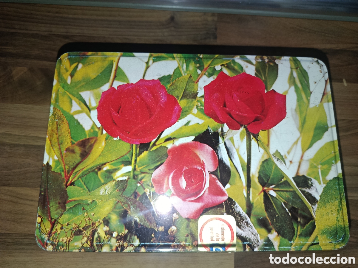 Cajas y cajitas met&aacute;licas: Caja cola cao flores - Foto 1