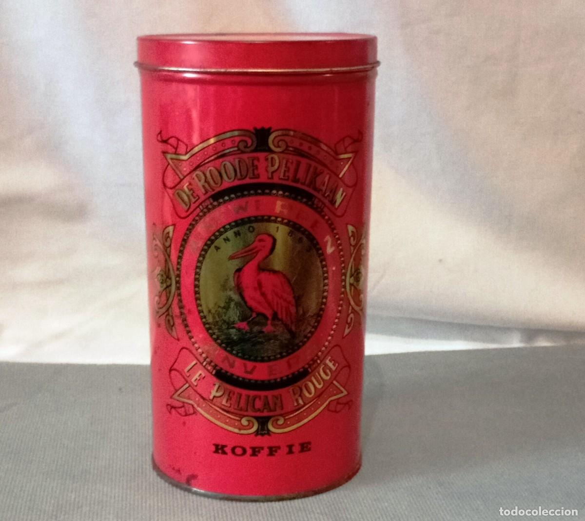 Boxes and metal boxes: Lata de caf&eacute; De Roode Pelikaan / Le Pelican Rouge antigua de metal.