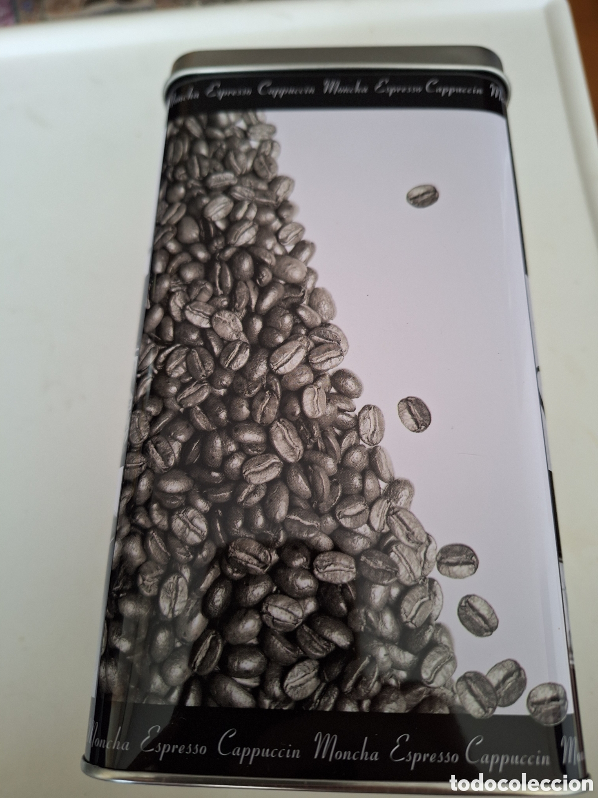 Cajas y cajitas met&aacute;licas: Caja de lata caf&eacute; nueva - Foto 2