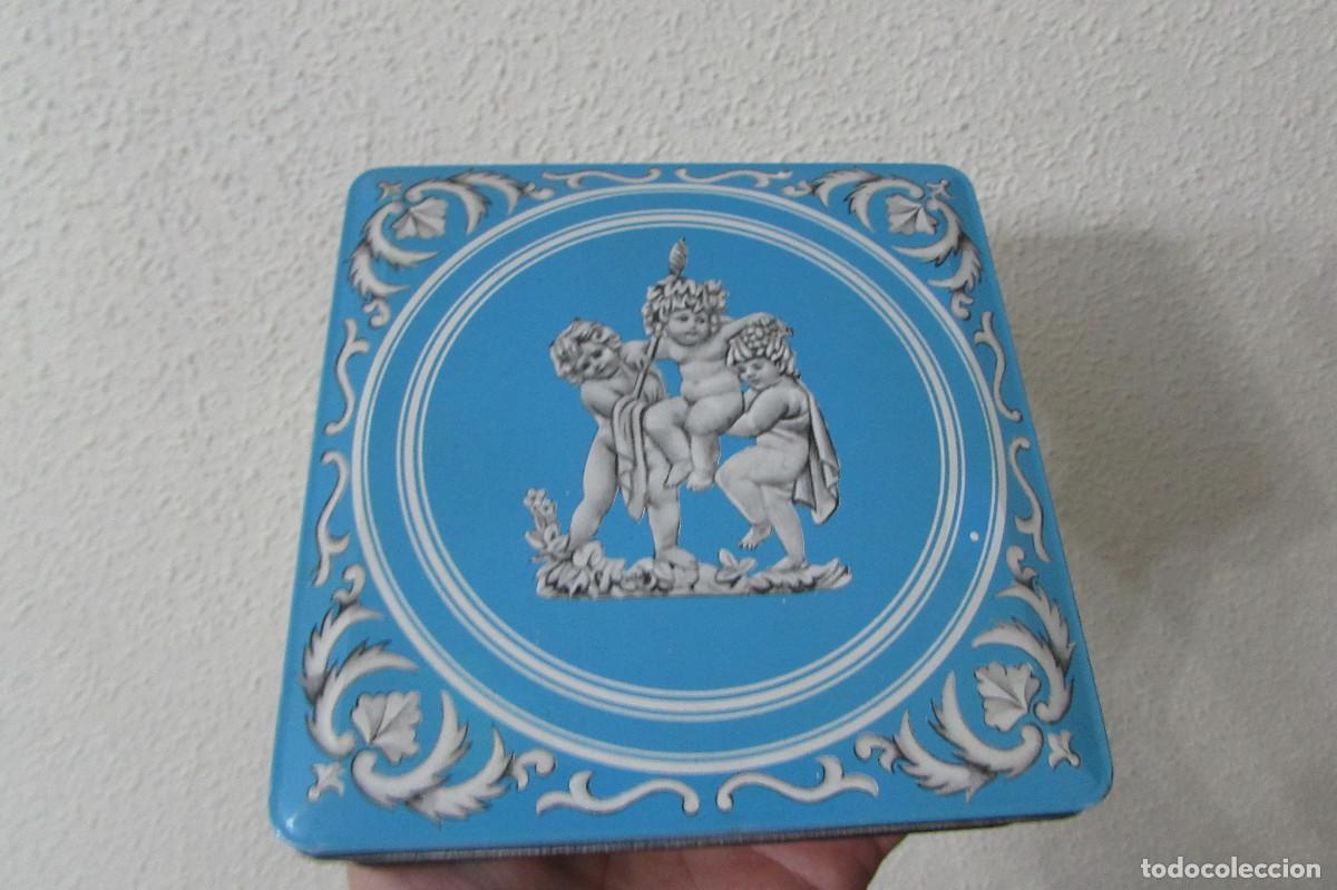 Cajas y cajitas met&aacute;licas: CAJA INGLESA VINTAGE AZUL QUERUBINES