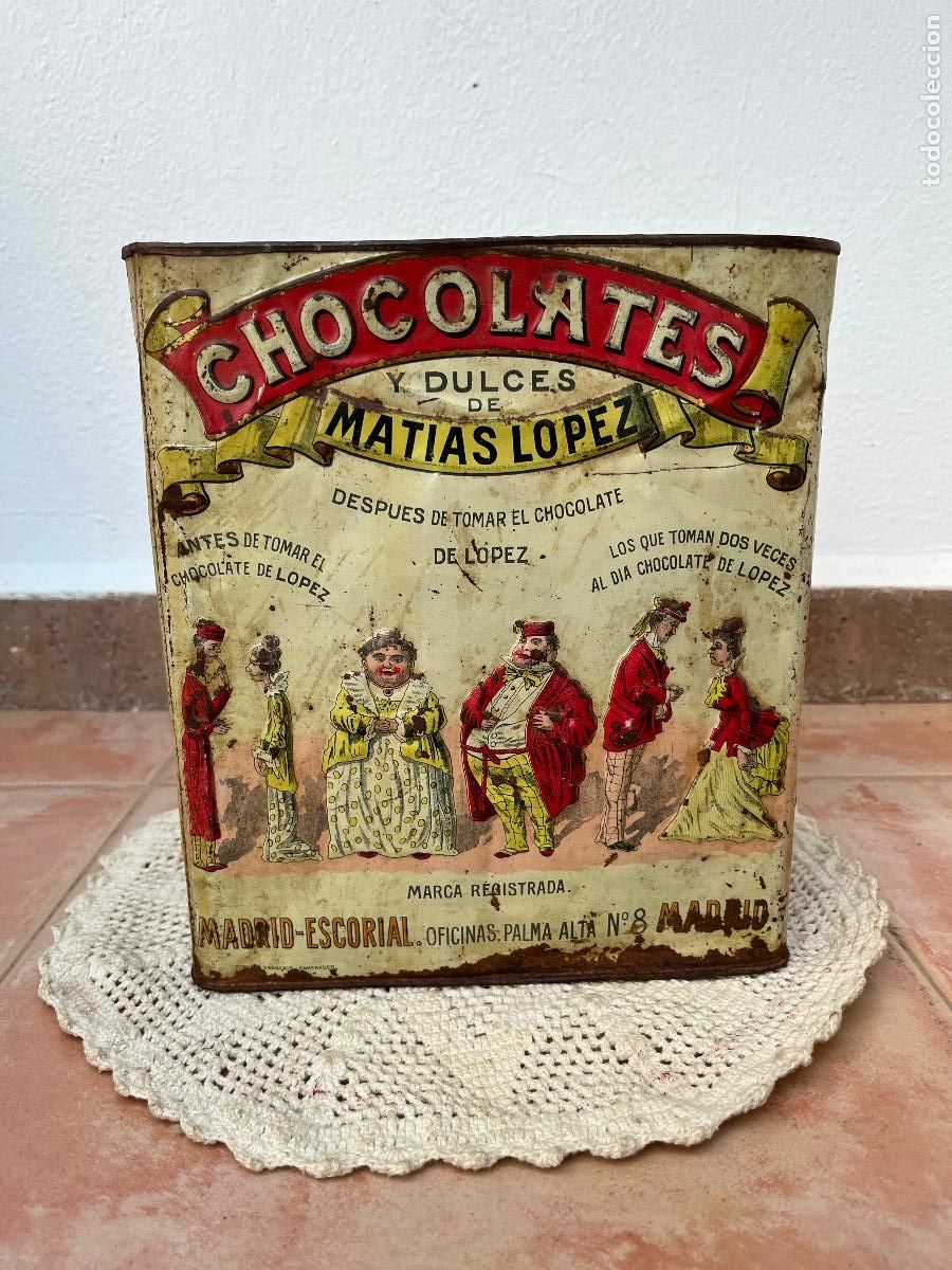 Cajas y cajitas met&aacute;licas: Antigua lata Chocolates y Dulces de Mat&iacute;as L&oacute;pez.