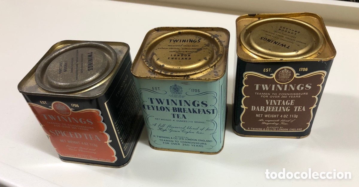 Cajas y cajitas met&aacute;licas: LOTE de 3 CAJAS de t&eacute; TWININGS - Foto 3