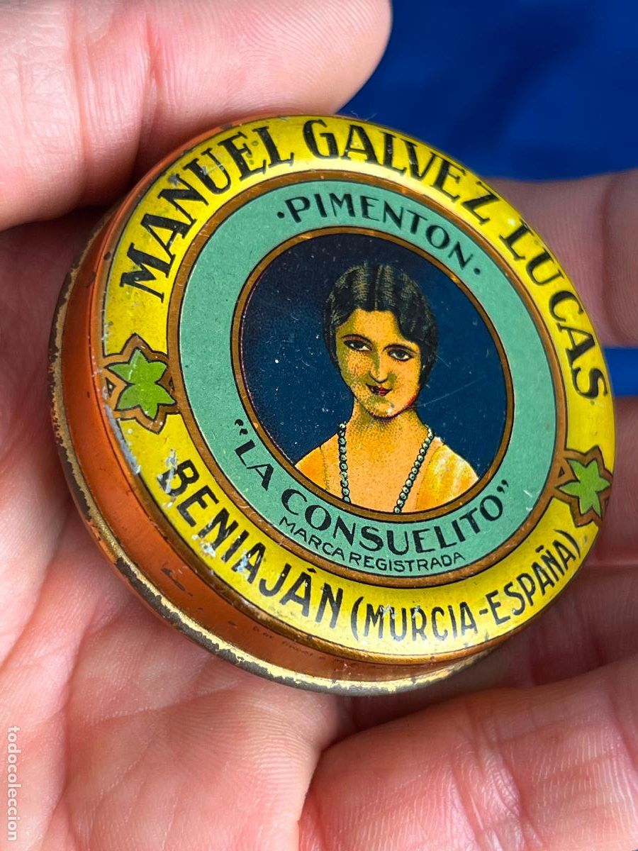 Cajas y cajitas met&aacute;licas: LATA PIMENTON MANUEL GALVEZ LUCAS LA CONSUELITO BENIAJAN