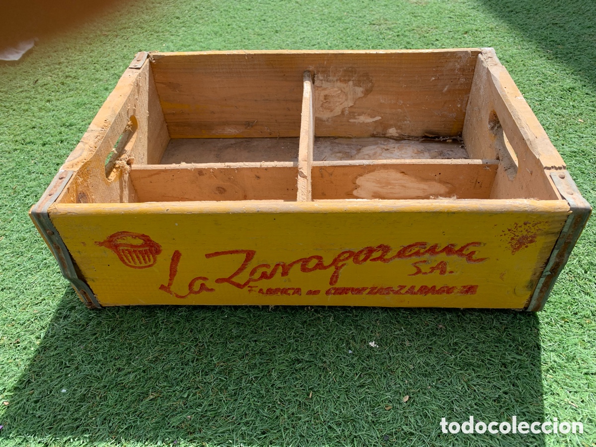 Casse e cassette metalliche: &bull;Antigua Caja madera de Cerveza La Zaragozana