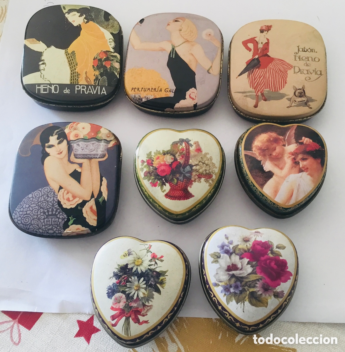 Bo&icirc;tes et petites bo&icirc;tes m&eacute;talliques: Lote cajitas met&aacute;licas heno de pravia jab&oacute;n colecci&oacute;n
