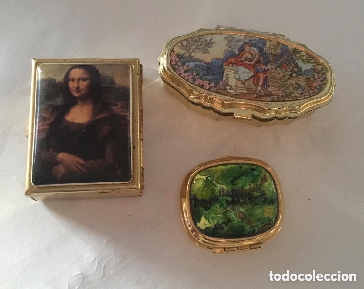 Bo&icirc;tes et petites bo&icirc;tes m&eacute;talliques: Lote pastilleros metalicos vintage