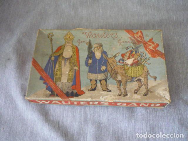 Bo&icirc;tes et petites bo&icirc;tes m&eacute;talliques: ANTIGUA CAJA DE BOMBONES WAUTERS EN CARTON 13 X 2 X 21 CM