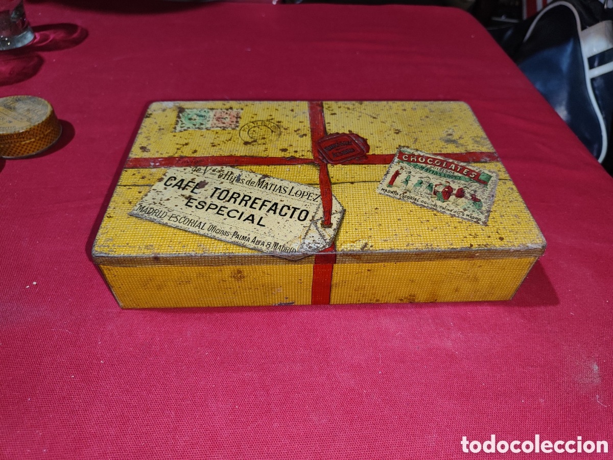 Cajas y cajitas met&aacute;licas: Antigua caja met&aacute;lica de caf&eacute; torrefacto especial Madrid Escorial