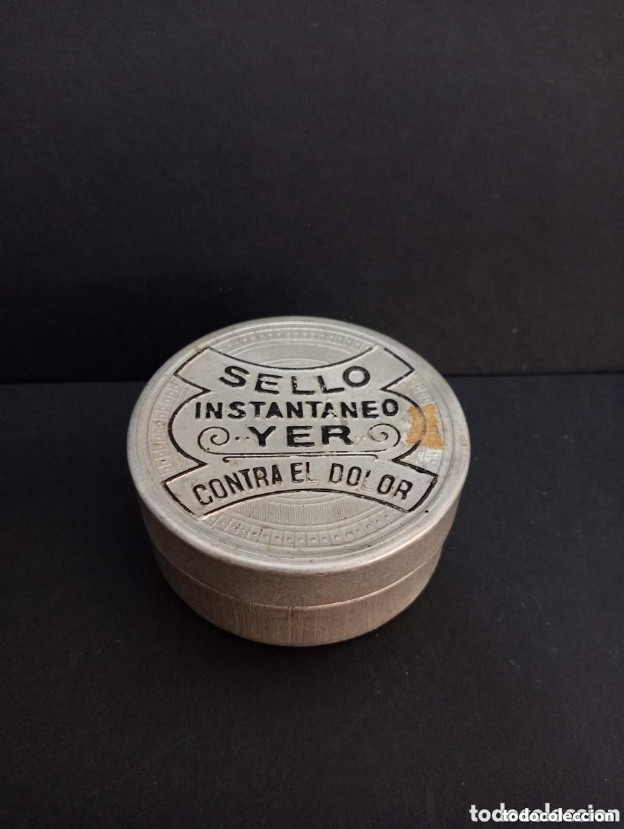 Cajas y cajitas met&aacute;licas: ANTIGUA CAJITA DE Aluminio . SELLO INSTANTANEO YER. CONTRA EL DOLOR. CALMA Y CURA CUAL NING&Uacute;N OTRO
