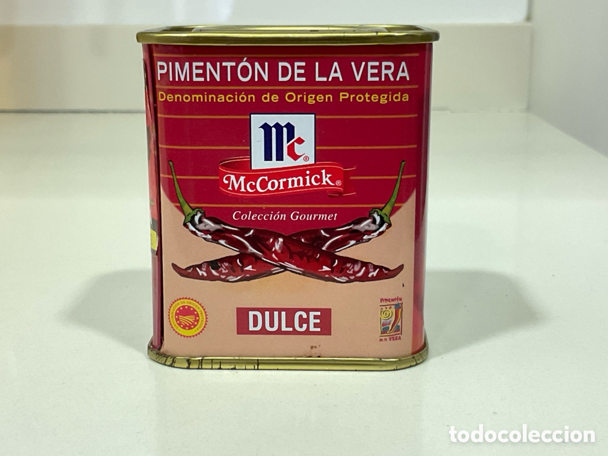 Cajas y cajitas met&aacute;licas: Lata met&aacute;lica piment&oacute;n de la Vera, vac&iacute;a. Colecci&oacute;n Gourmet, ideal coleccionistas, con etiqueta D.O.
