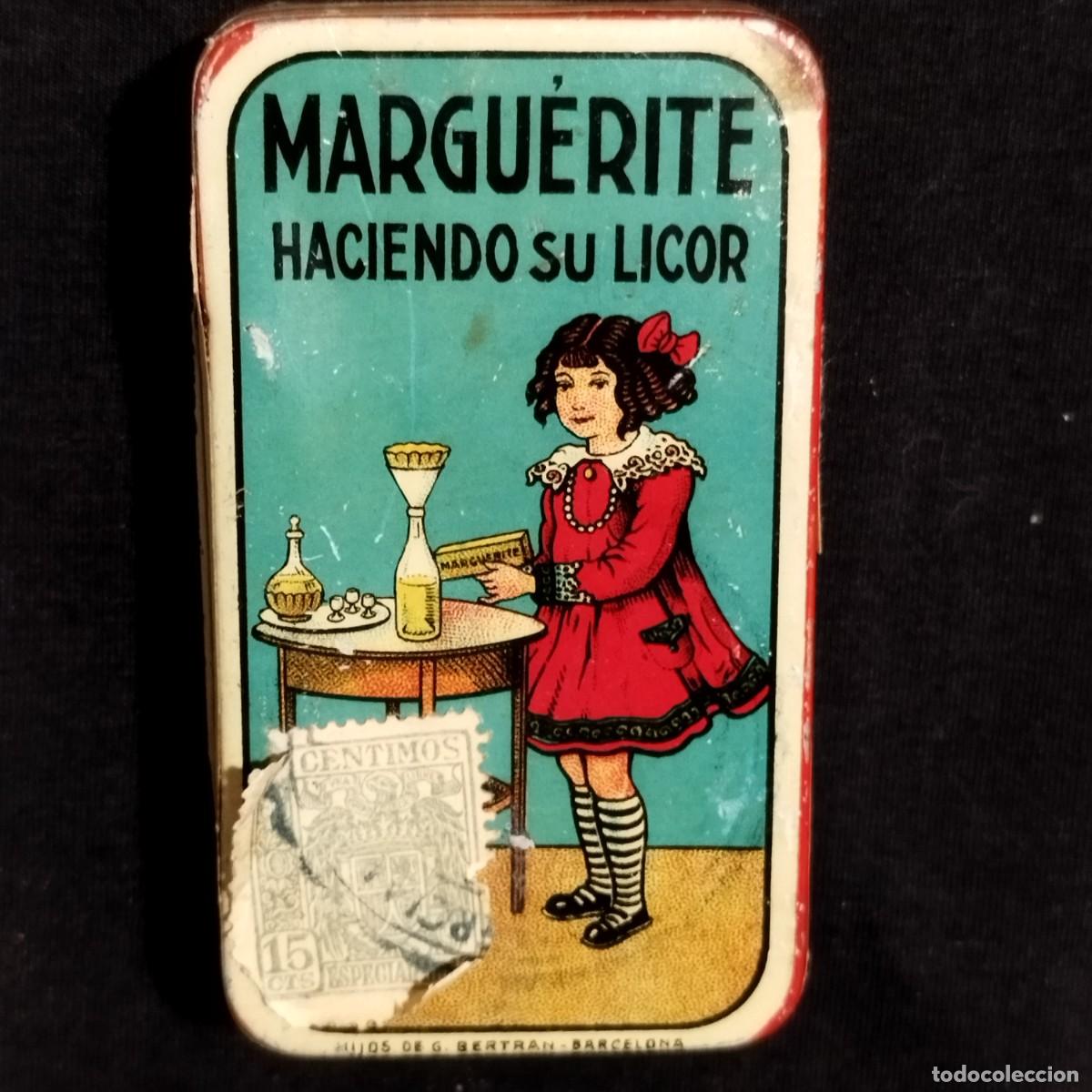 Cajas y cajitas met&aacute;licas: CAJA METALICA LITOGRAFIADA MARGUERITE HACIENDO SU LICOR - PRECINTADA - HIJOS DE G. BERTRAN